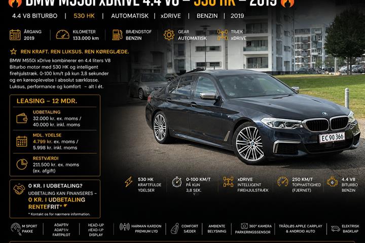 Sort BMW M550i fra 2019