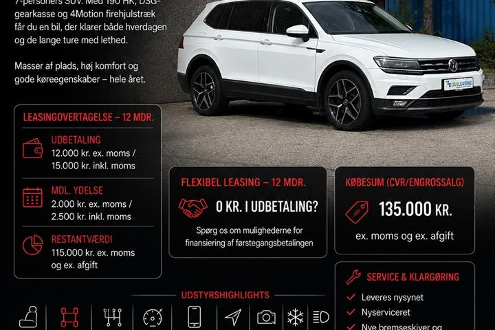 Hvid VW Tiguan Allspace fra 2016
