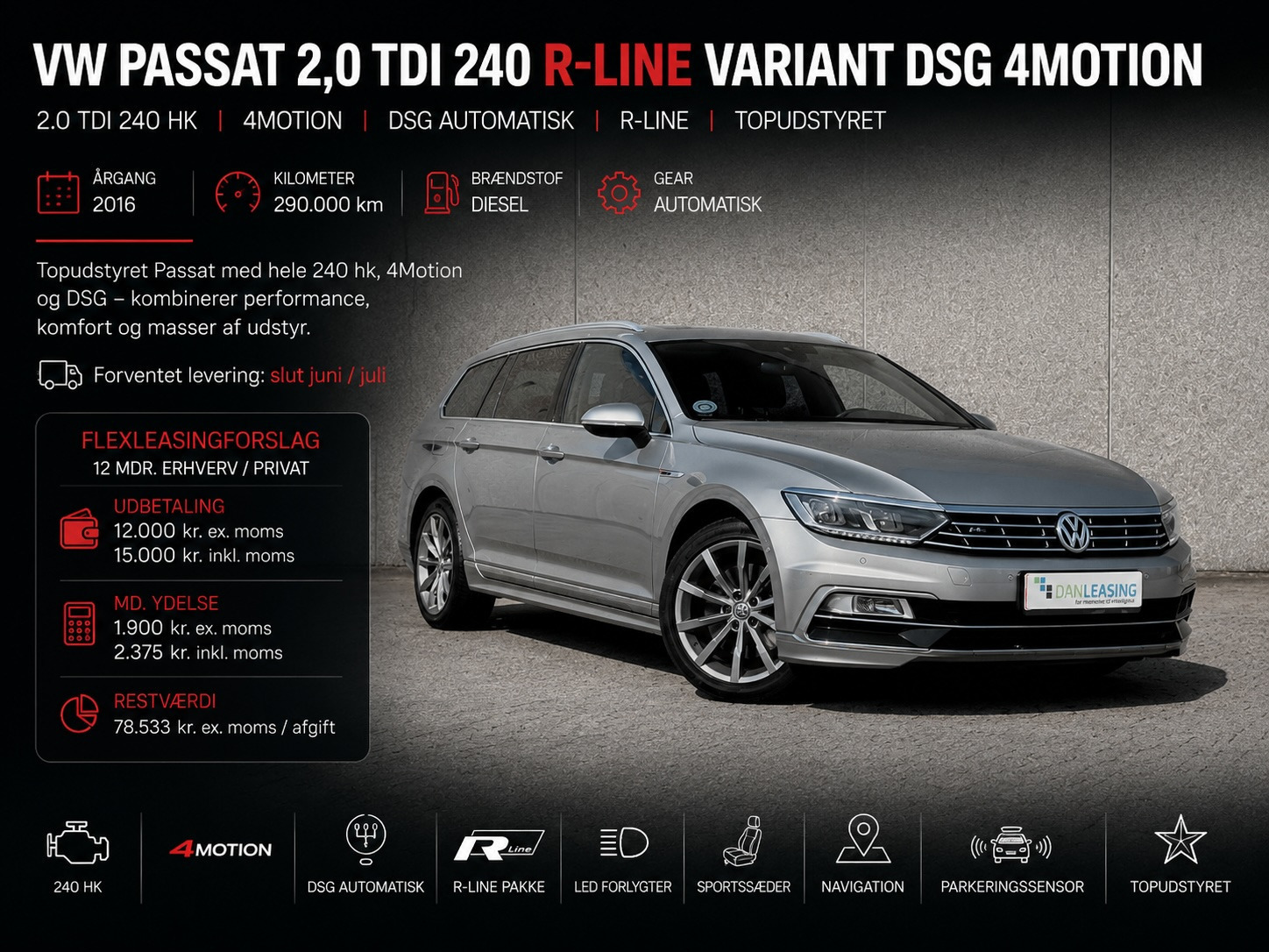 VW Passat R-Line 240hk st.car