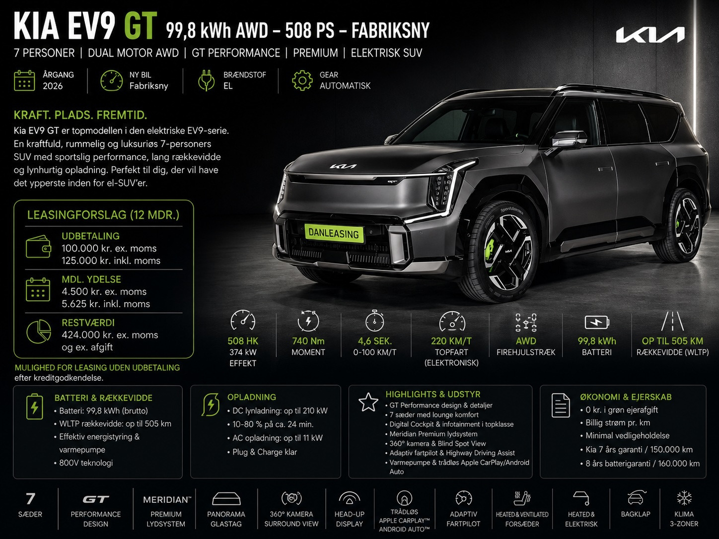 Kia EV9 GT 99,8 kWh AWD 508 PS Fabriksny