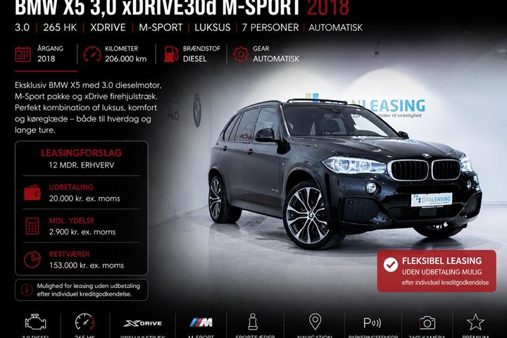 Sort BMW X 5 fra 2018 set udefra