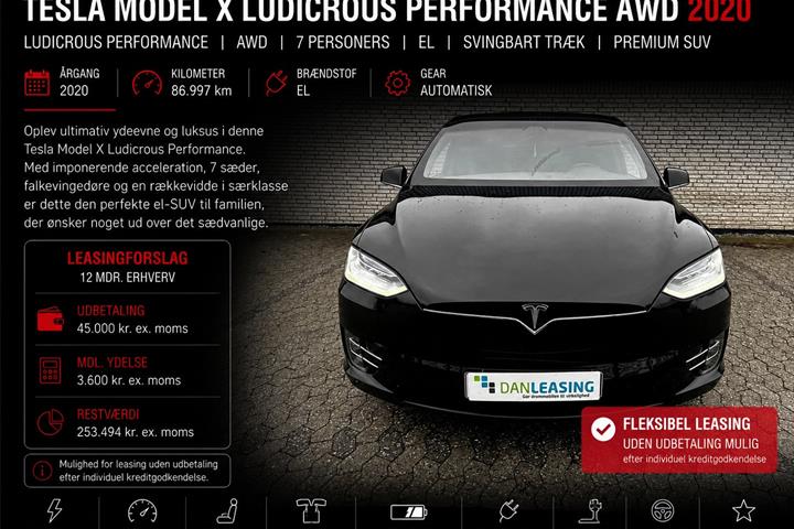 Sort Tesla Model X fra 2020