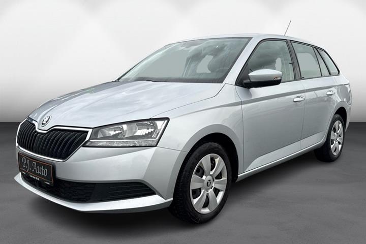 Sølv Skoda Fabia fra 2019 set udefra