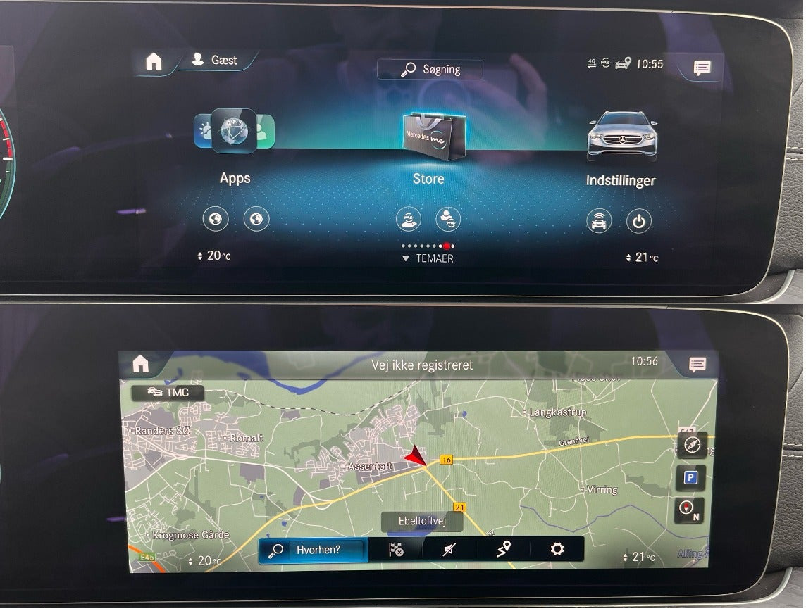 Grå Mercedes E300 e fra 2021