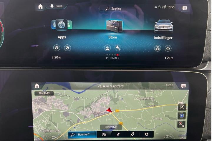 Grå Mercedes E300 e fra 2021
