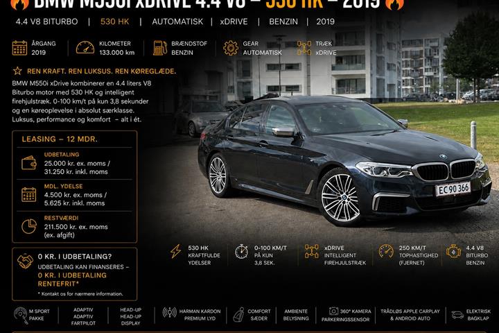 Sort BMW M550i fra 2019