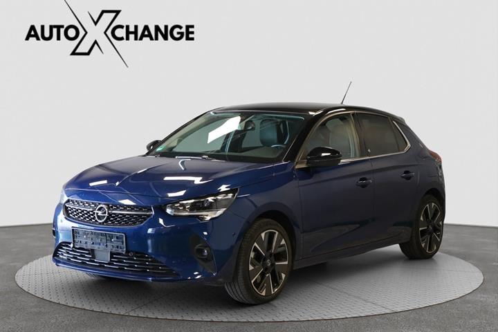 Blå Opel Corsa-e fra 2021 set udefra
