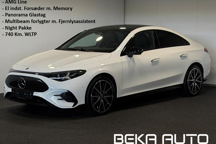 Hvid Mercedes CLA250+ fra 2025 set udefra