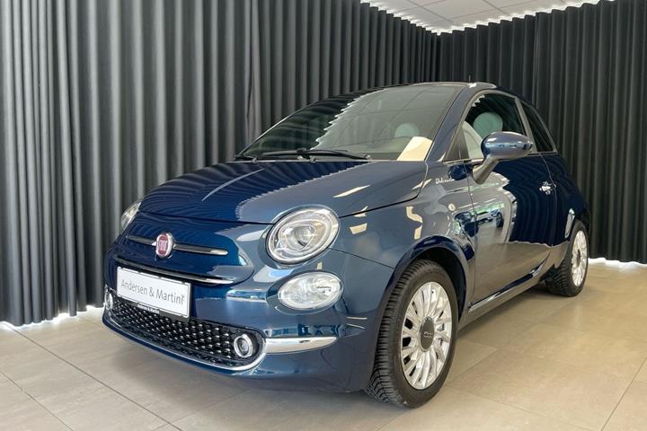 Blå Fiat 500 fra 2021
