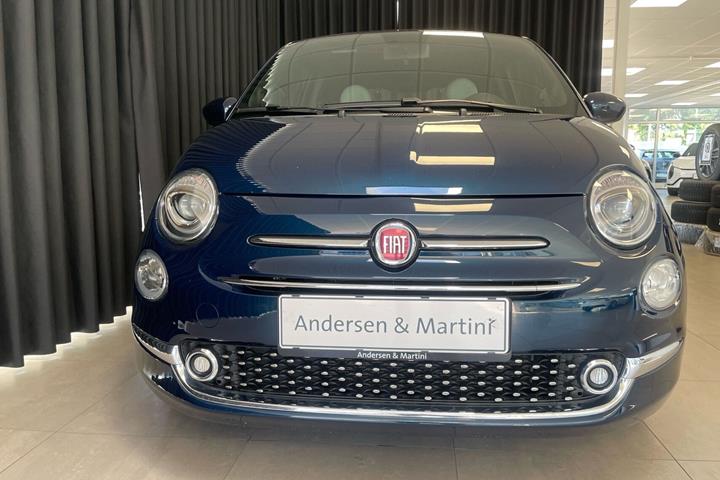 Blå Fiat 500 fra 2021