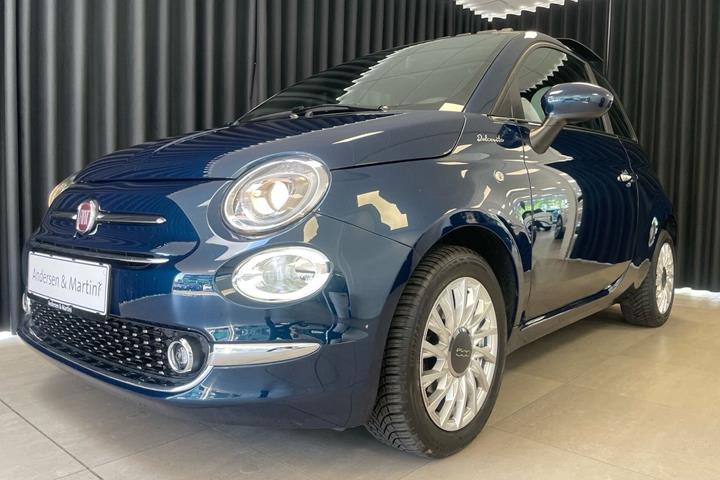 Blå Fiat 500 fra 2021