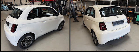 Hvid Fiat 500e fra 2023