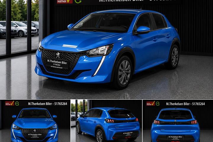 Blå Peugeot e-208 fra 2020