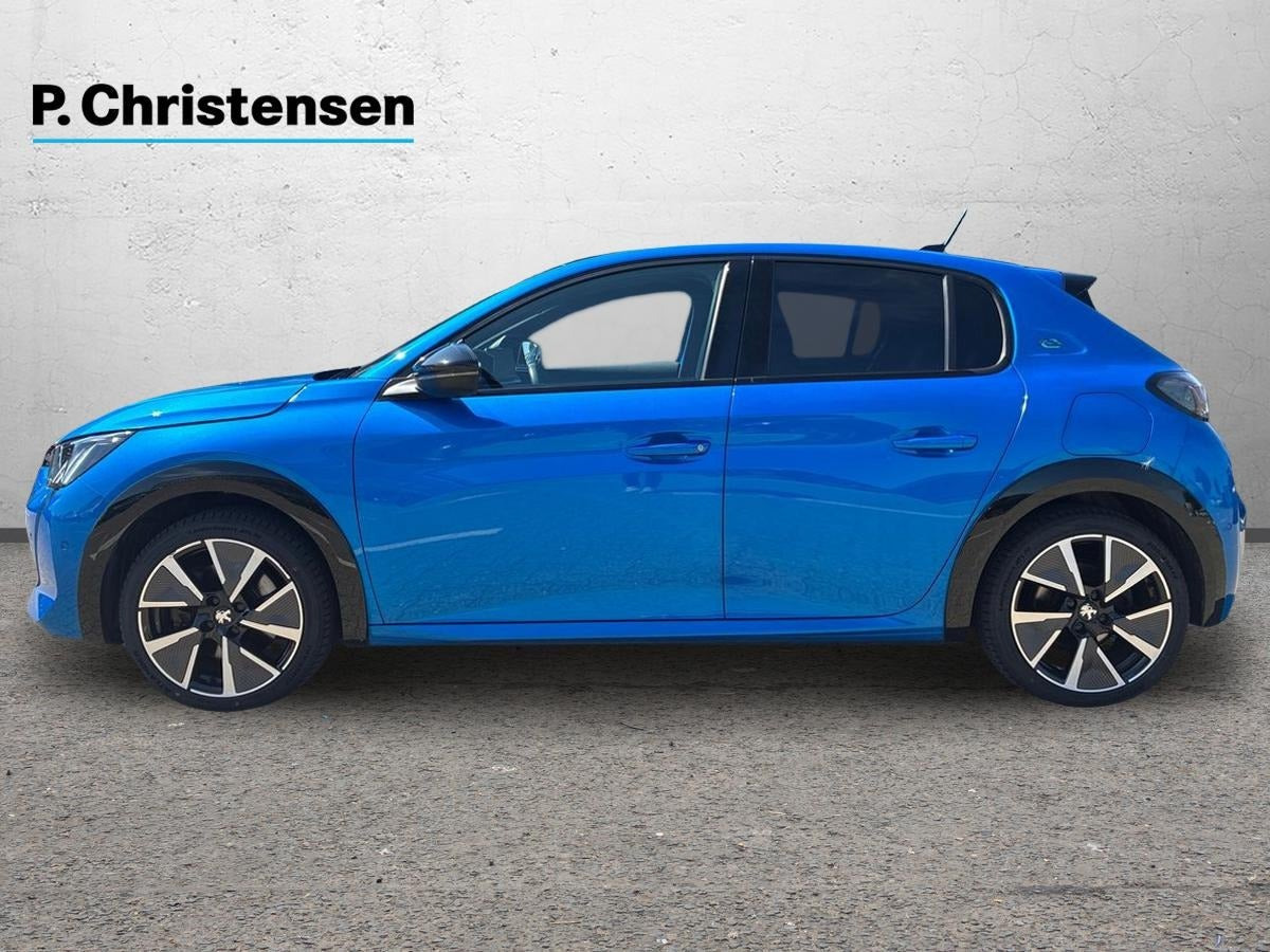 Blå Peugeot e-208 fra 2020