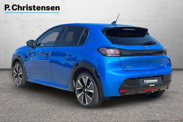 Blå Peugeot e-208 fra 2020