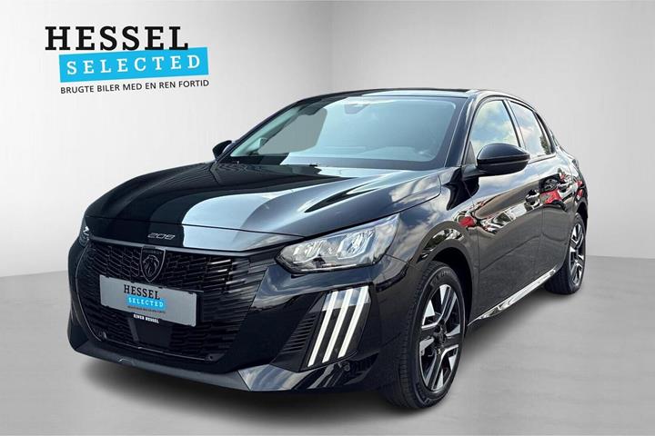 Sort Peugeot e-208 fra 2024 set udefra