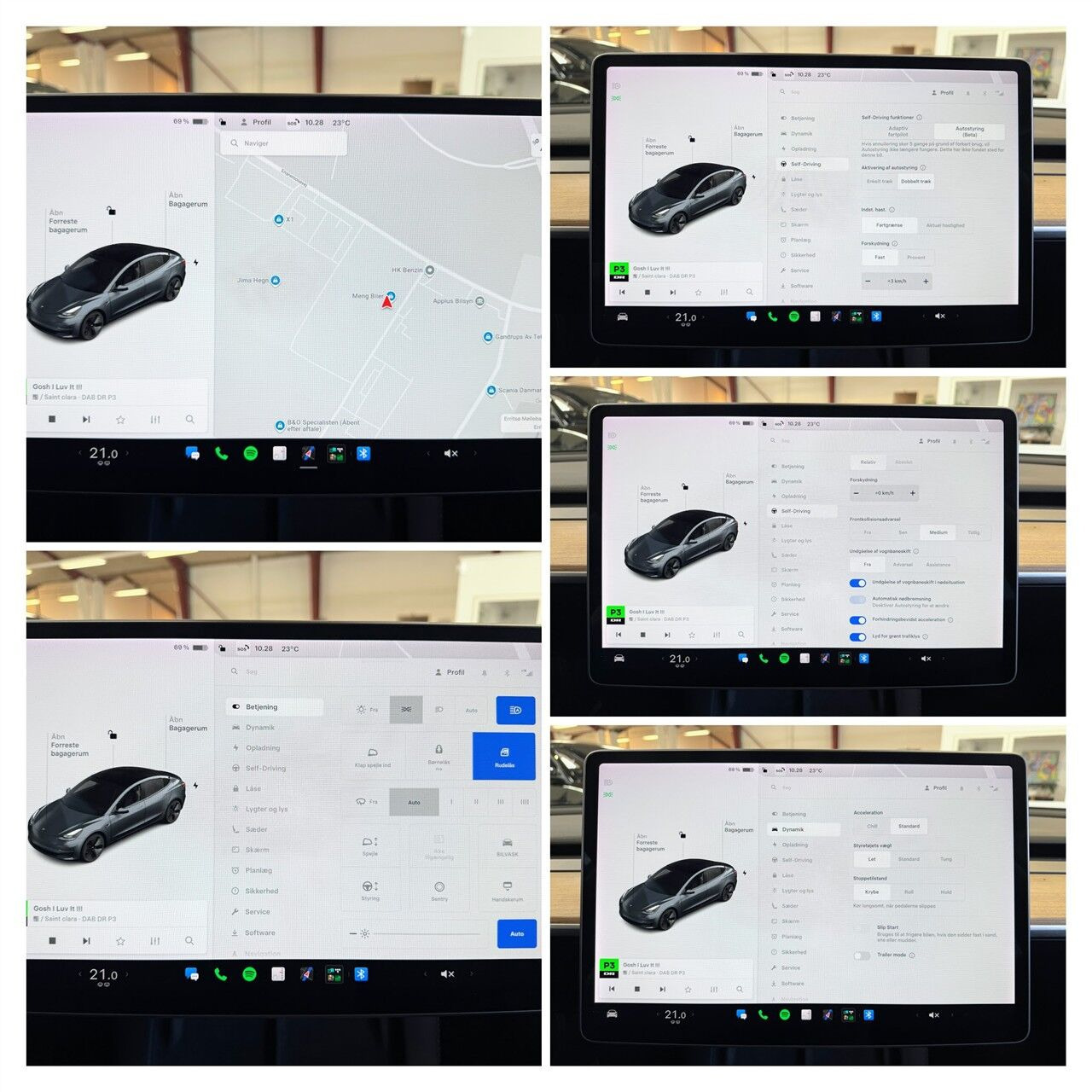 Grå Tesla Model 3 fra 2022