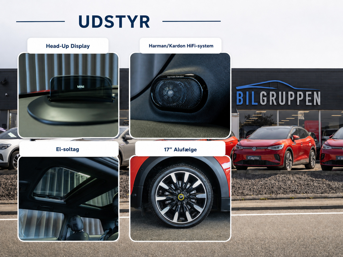 Rød Mini Cooper SE fra 2021