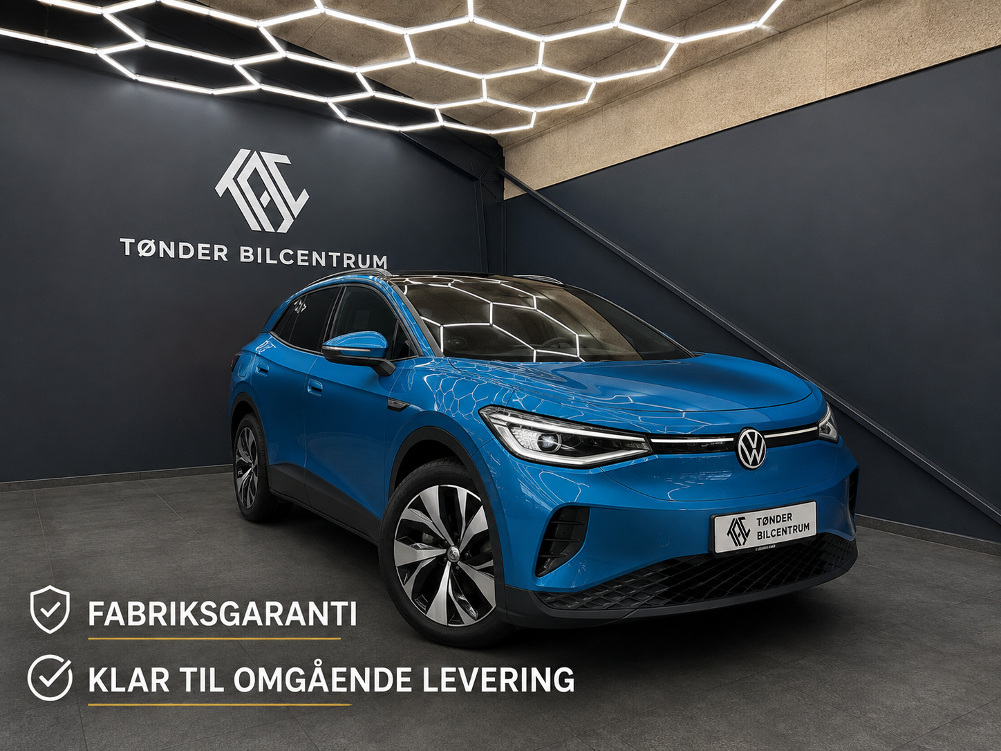 Blå VW ID.4 fra 2025 set udefra