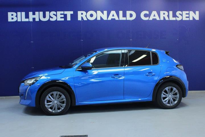 Blå Peugeot e-208 fra 2021