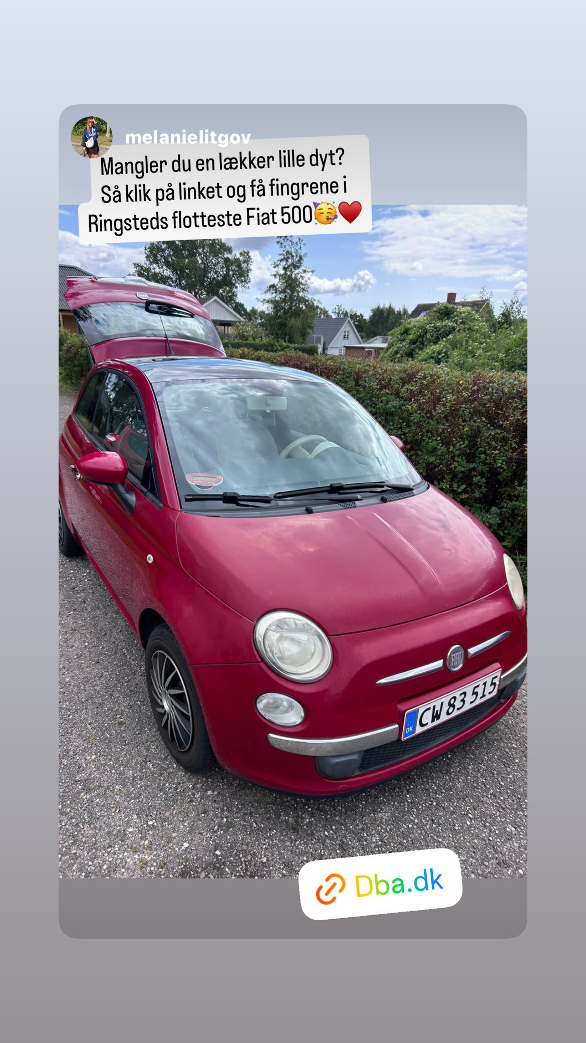 Rød Fiat 500 fra 2009
