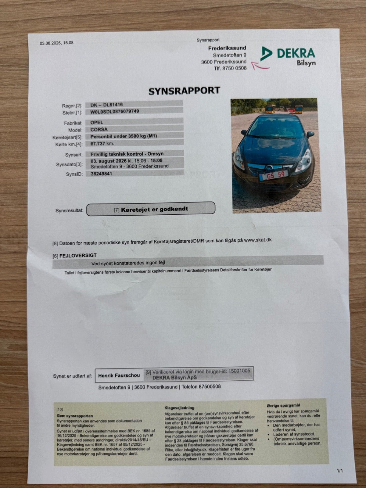Grøn Opel Corsa fra 2007