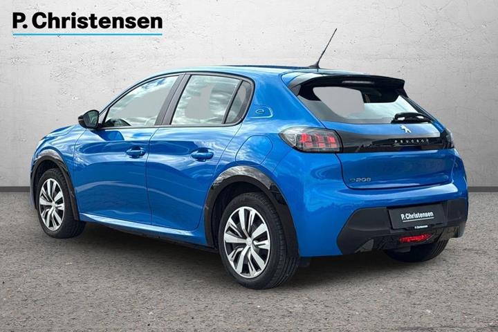 Blå Peugeot e-208 fra 2024