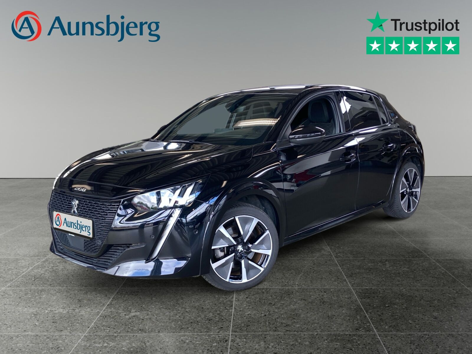 Sort Peugeot e-208 fra 2021