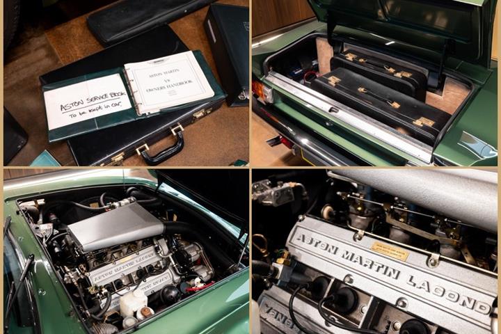 Grøn Aston Martin V8 Vantage fra 1987 set udefra