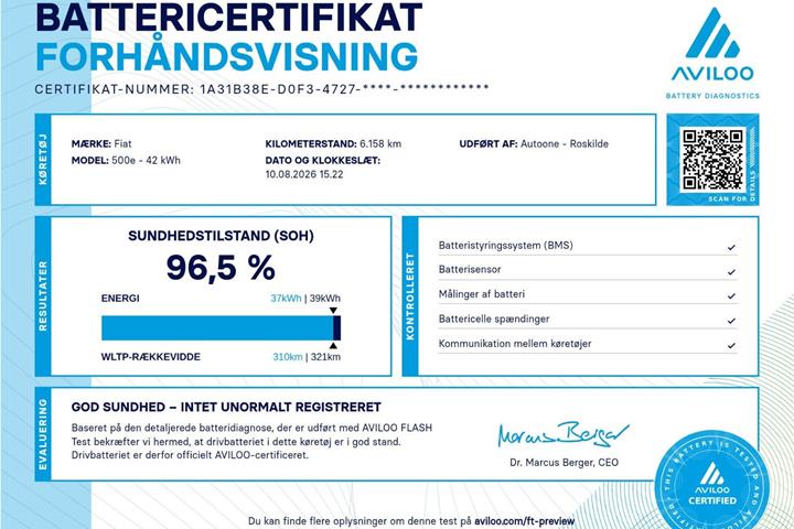 Hvid Fiat 500e fra 2023