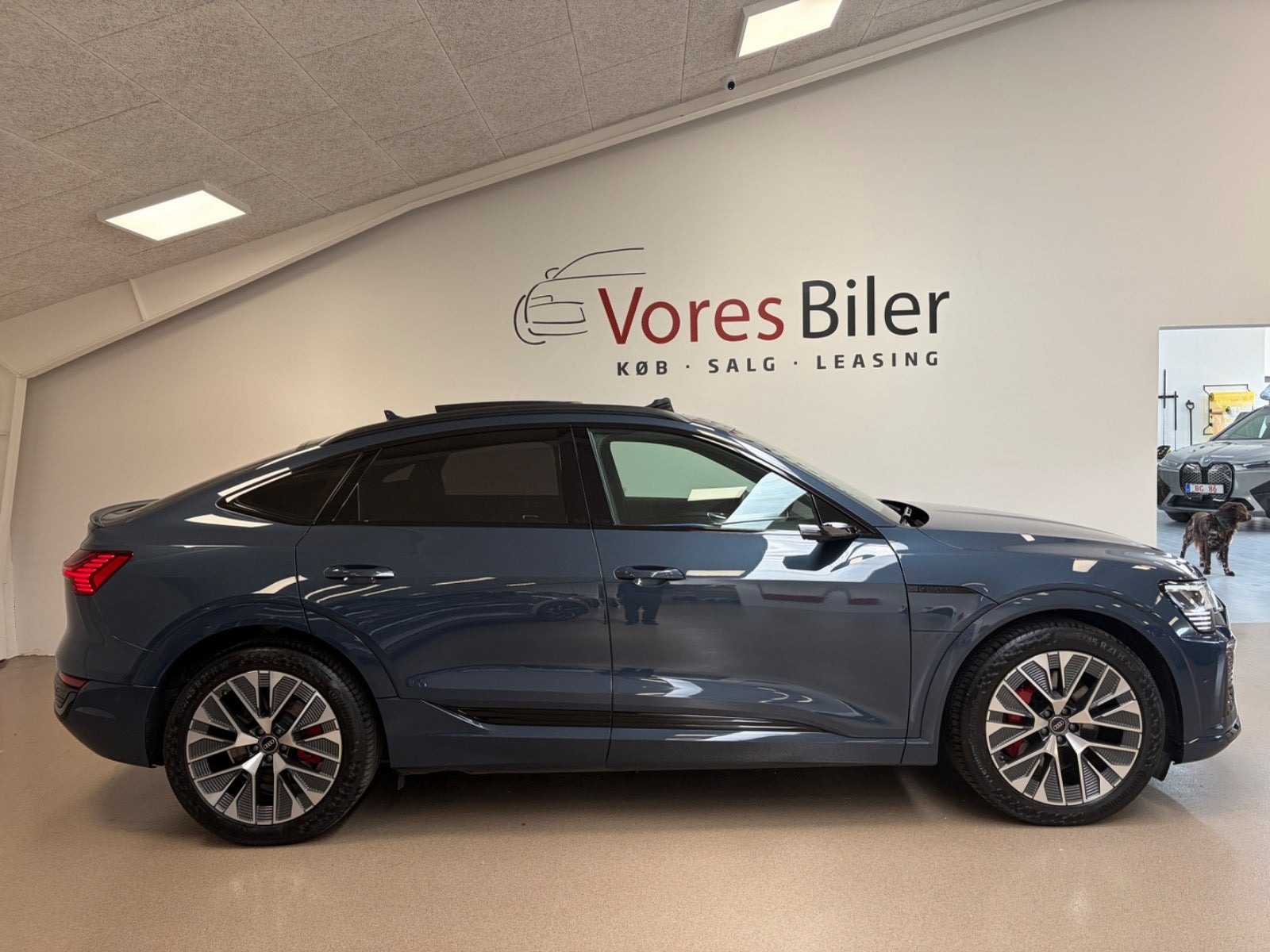 Blå Audi Q8 e-tron fra 2023