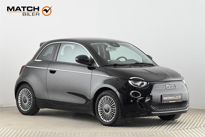 Sort Fiat 500e fra 2023 set udefra