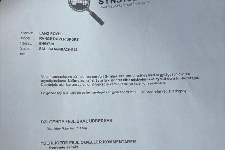 undefined Land Rover Range Rover sport fra 2012