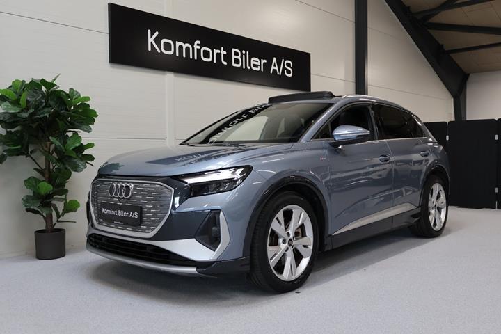Blå Audi Q4 e-tron fra 2023