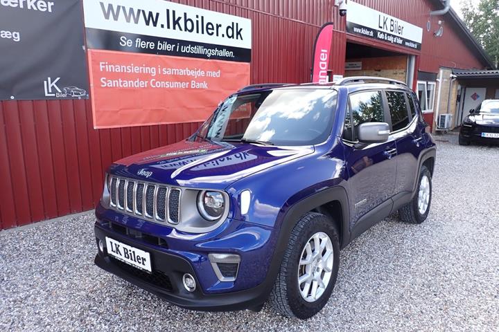 Blå Jeep Renegade fra 2020 set udefra