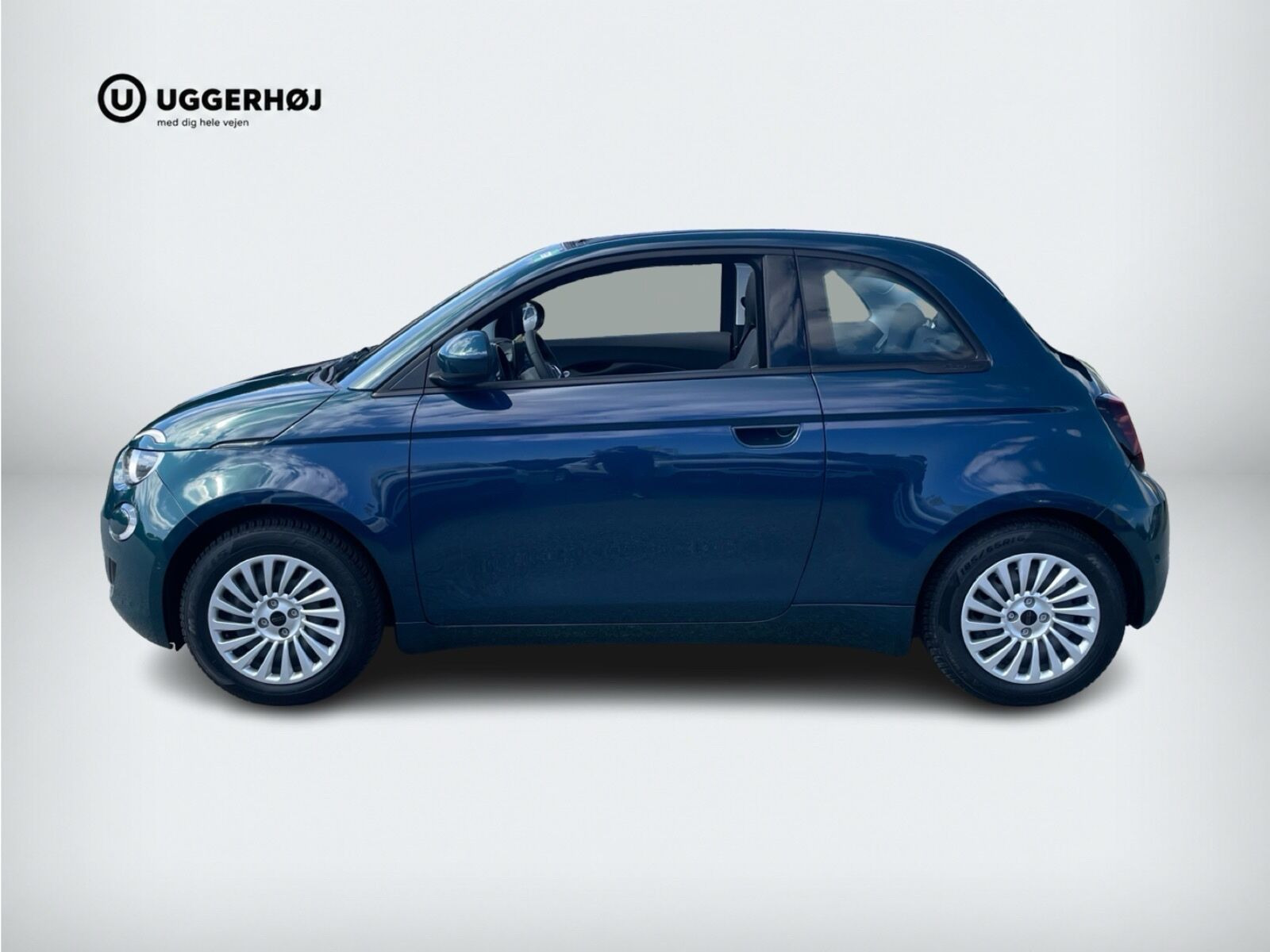Grøn Fiat 500e fra 2023