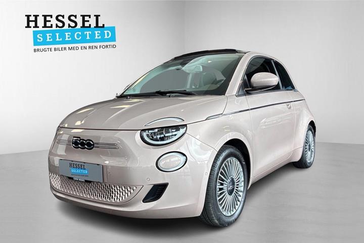 Gul Fiat 500e fra 2024 set udefra