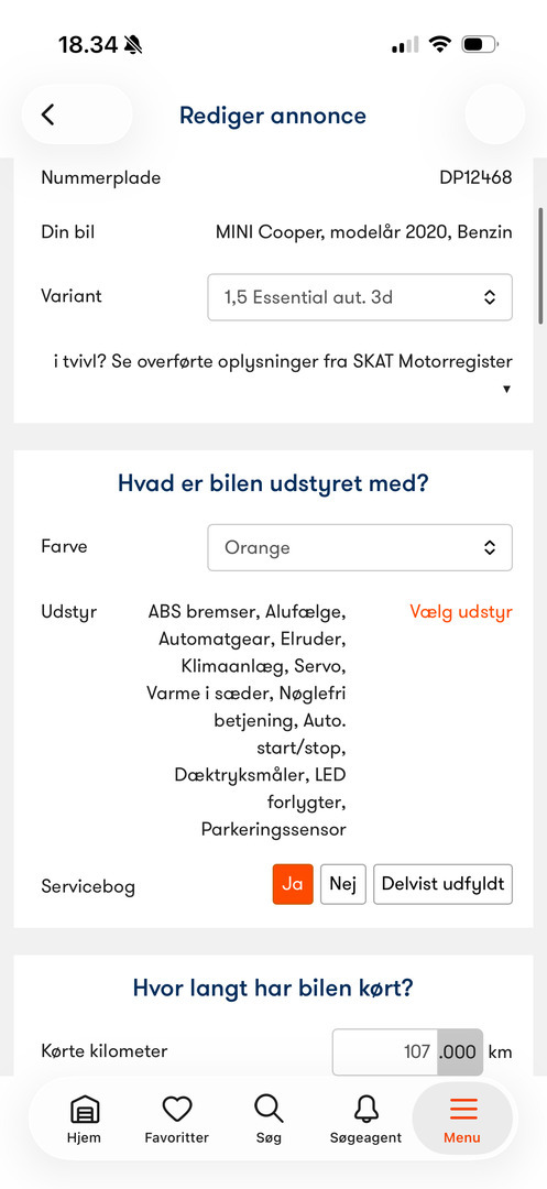 Rød Mini Cooper fra 2019