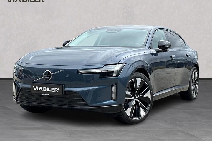 Blå Volvo ES90 fra 2026 set udefra