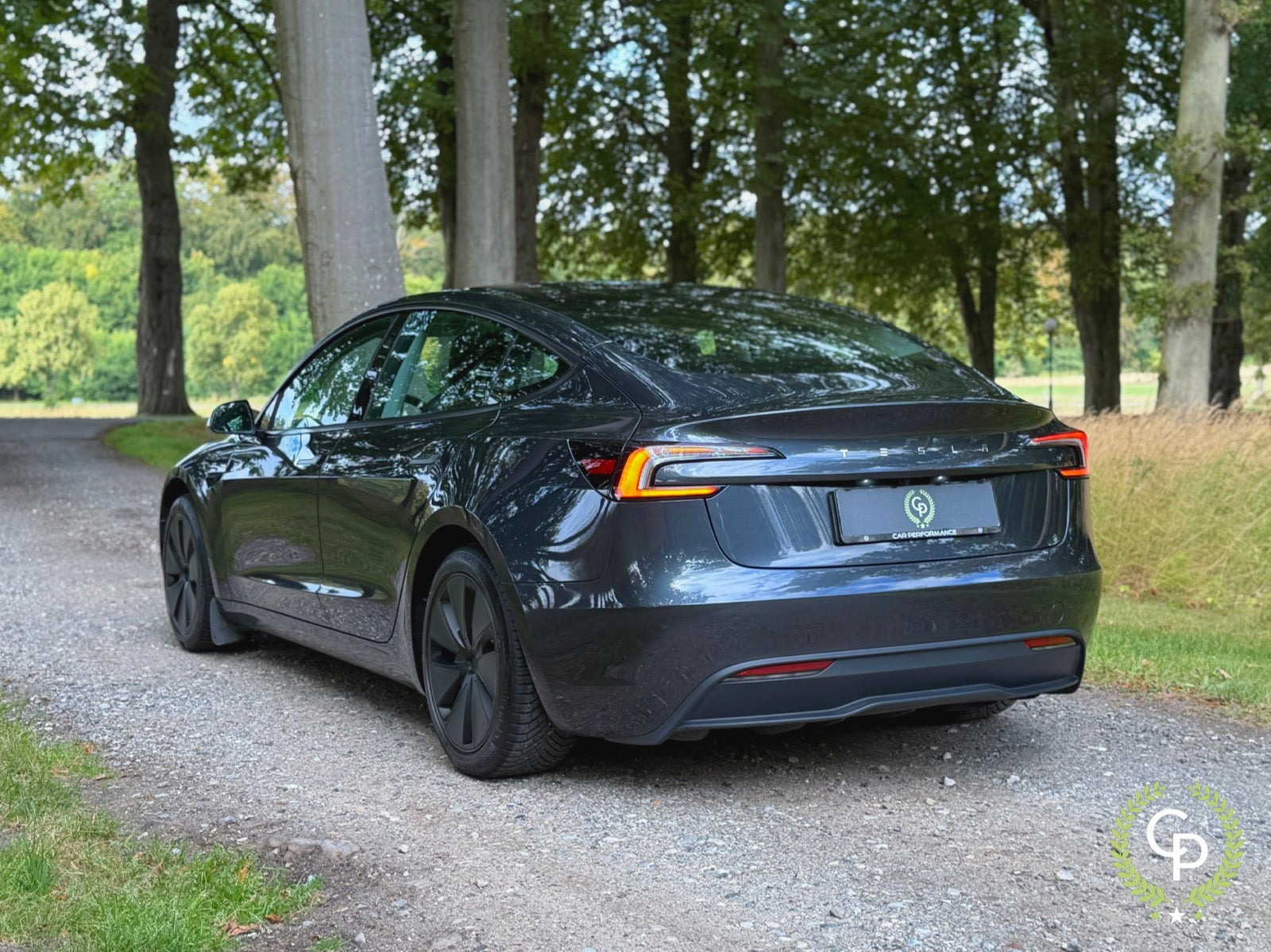 Grå Tesla Model 3 fra 2023