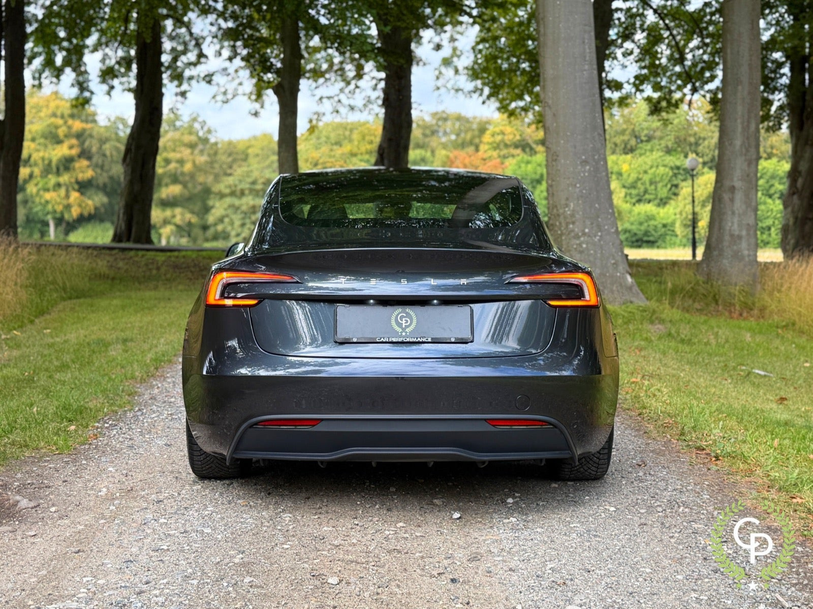 Grå Tesla Model 3 fra 2023