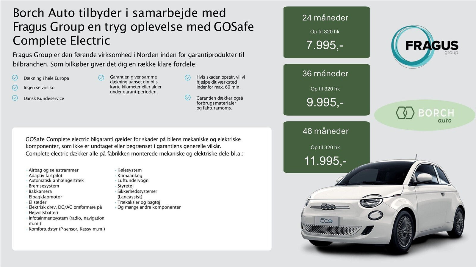 Hvid Fiat 500e fra 2023