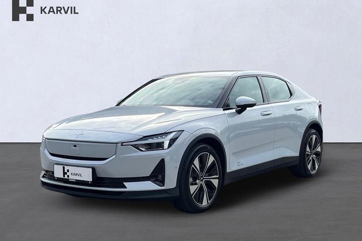 Hvid Polestar 2 fra 2024 set udefra
