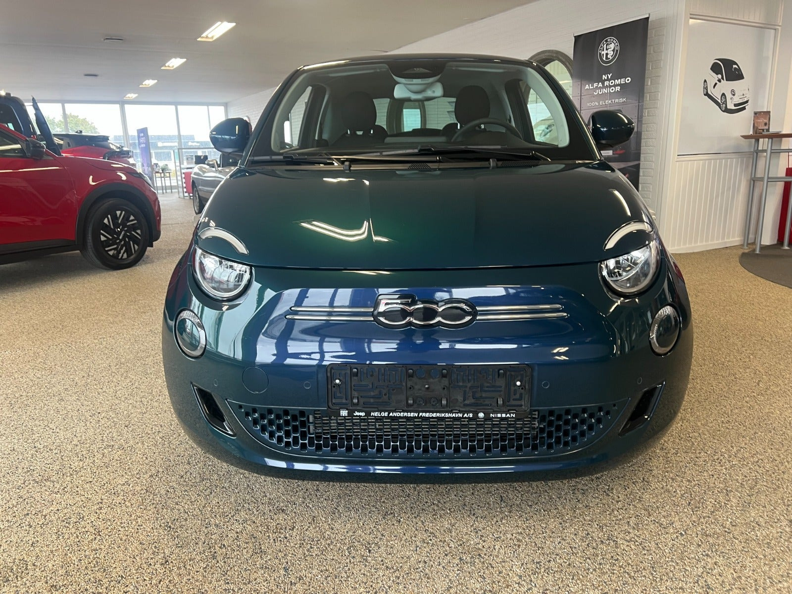 Grøn Fiat 500e fra 2024