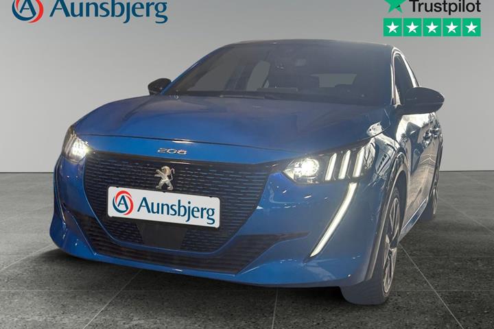 Blå Peugeot e-208 fra 2022