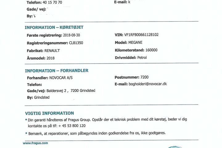 Blå Renault Mégane fra 2018