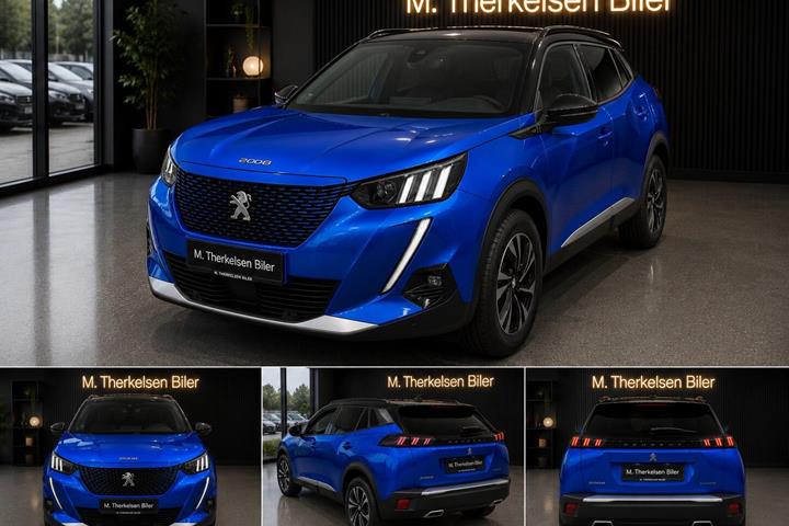 Blå Peugeot e-2008 fra 2021