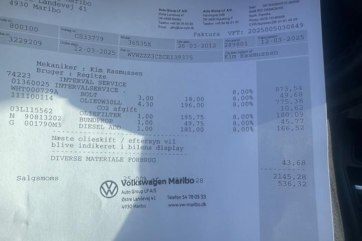 undefined VW Passat fra 2012