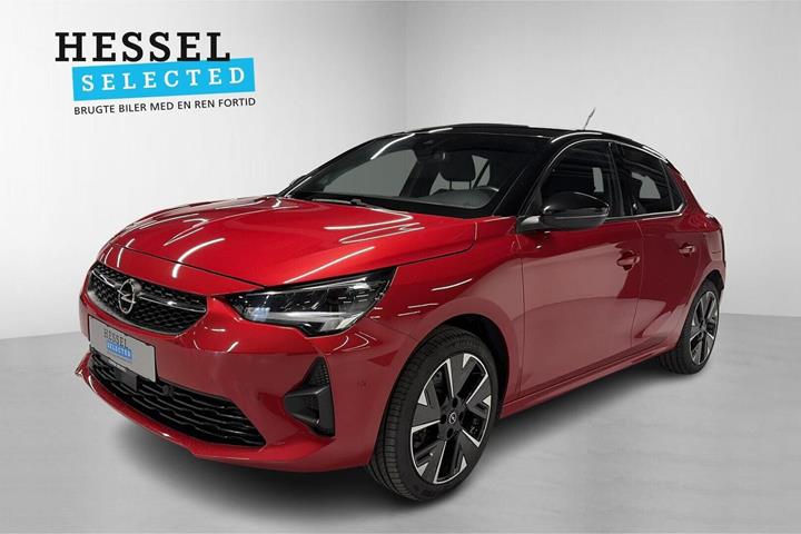 Rød Opel Corsa-e fra 2023 set udefra