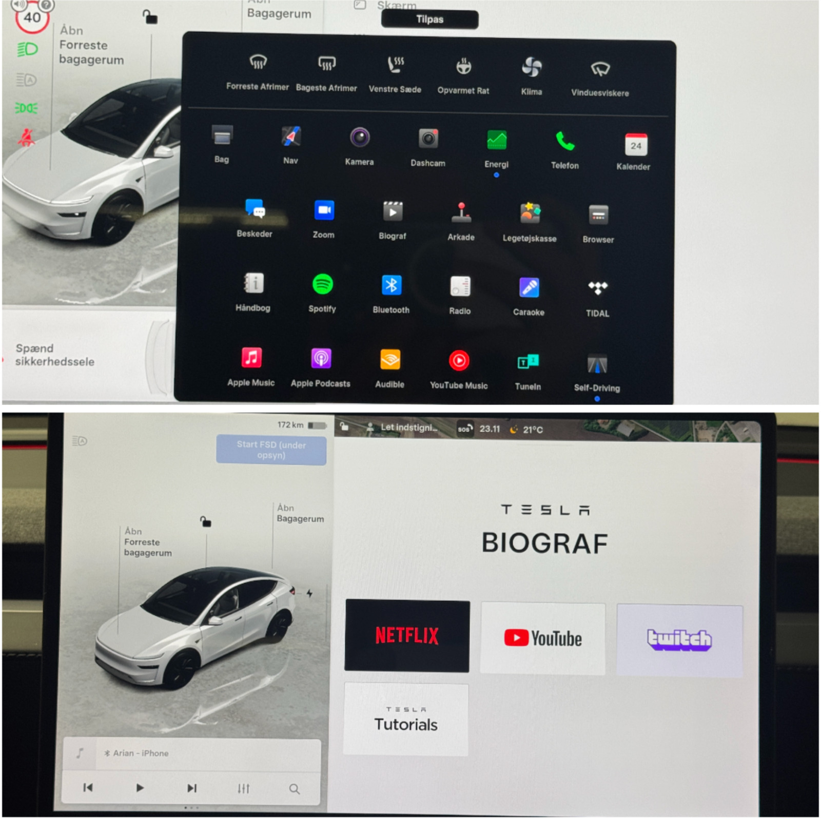 Hvid Tesla Model Y fra 2025